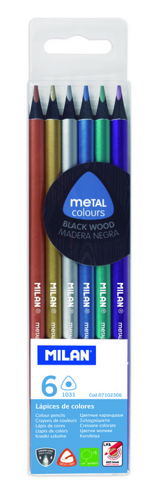 Imagen de lápices metálicos de colores de la marca Milan