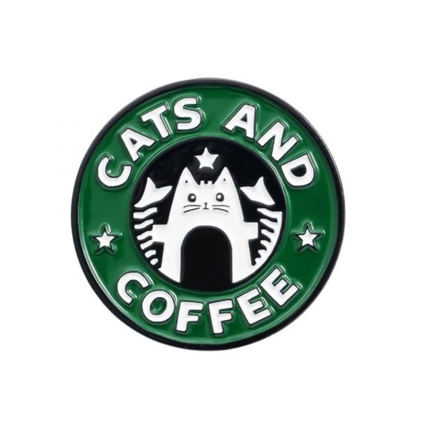 Imagen de pin gatos y café