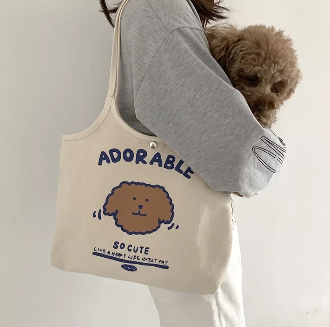 Imagen de bolso de lona de perrito adorable