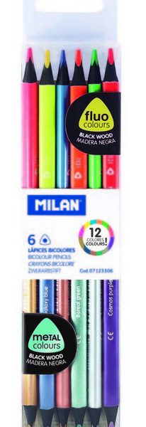 Imagen de lápices de colores neón metal de la marca Milan