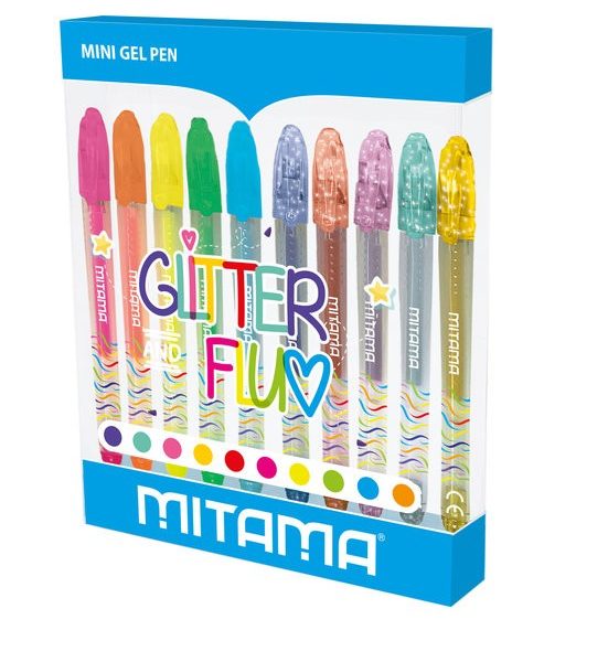 Set de 10 mini boligrafos Glitter & Neon