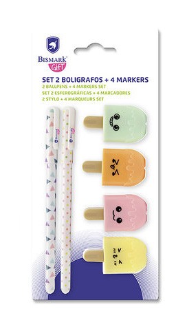 Imagen de set de bolígrafos y marcadores de helados pastel