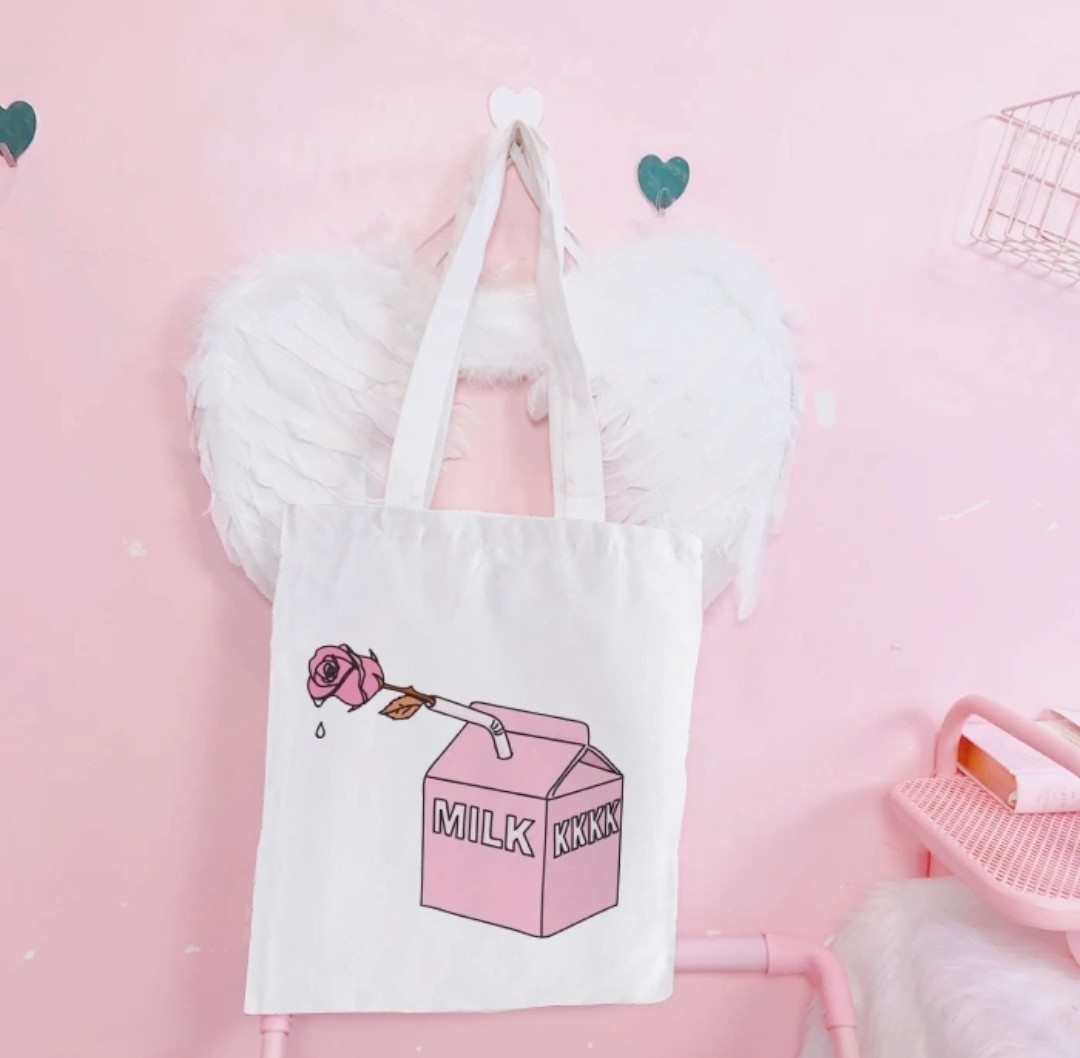 Imagen de bolso de tela leche rosa