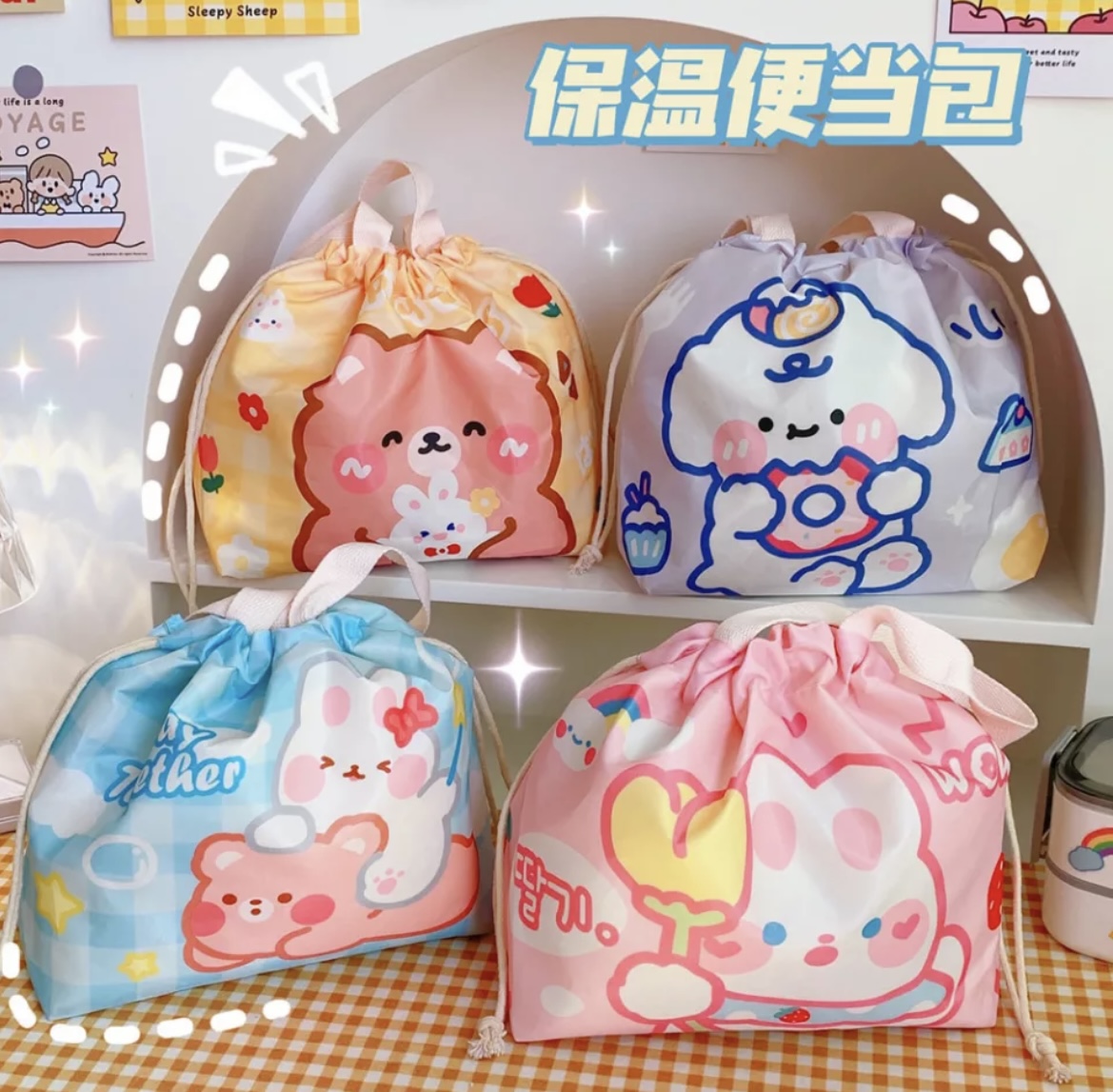 Imagen de bolso de almuerzo rabbit kawaii rosa