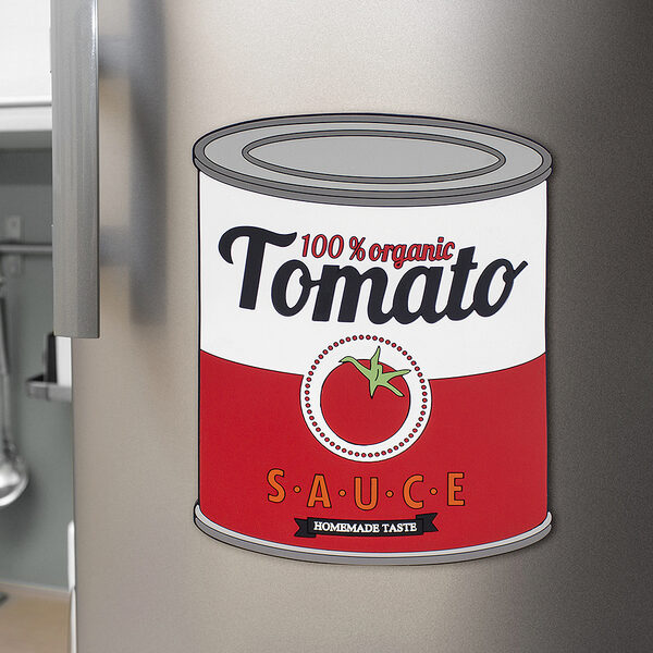 Imagen de salvamanteles de silicona magnético con forma de lata de tomate