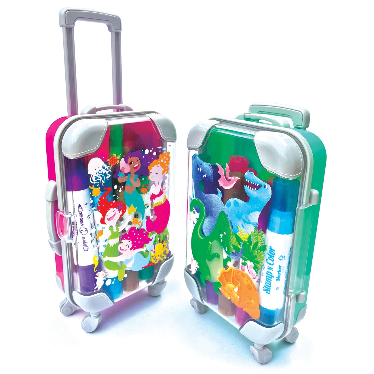 Mini maleta Dino con rotuladores sellos – La Selva de Papel – Papelería y regalos