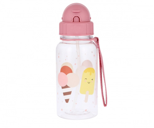 Imagen de botella de plástico con helados y tapa rosa