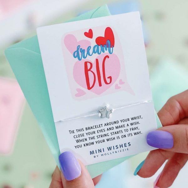 Dream Big – Pulsera de los deseos con tarjeta y sobre