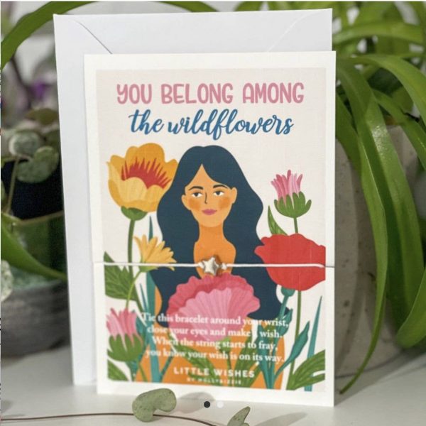 You belong among the wildflowers - Pulsera de los deseos con tarjeta y sobre
