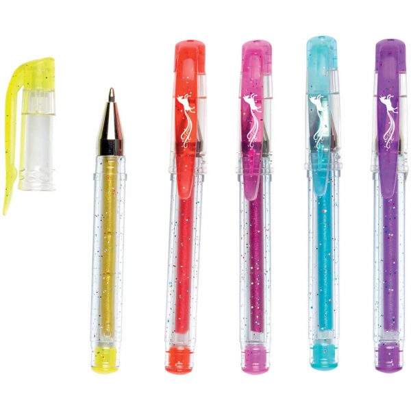 Imagen de bolígrafos arcoíris con purpurina