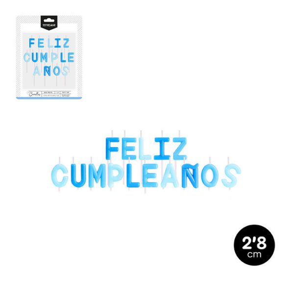 Imagen de velas de letras con la frase feliz cumpleaños