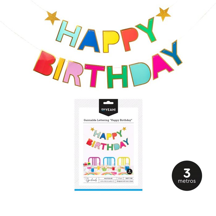 Imagen de guirnalda multicolor con la frase happy birthday