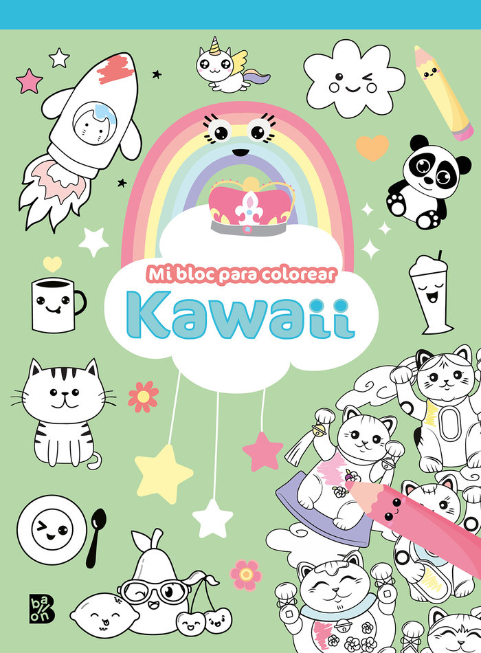 Imagen de bloc para colorear kawaii