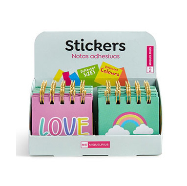 Imagen de mini cuaderno con notas adhesivas love y arcoíris