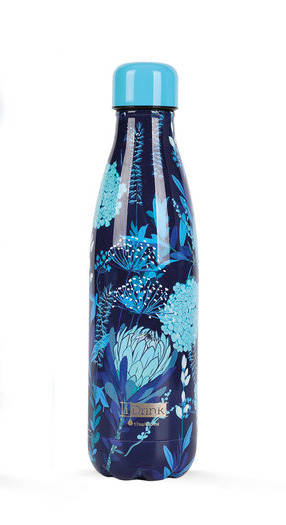 Imagen de botella de acero flores azules