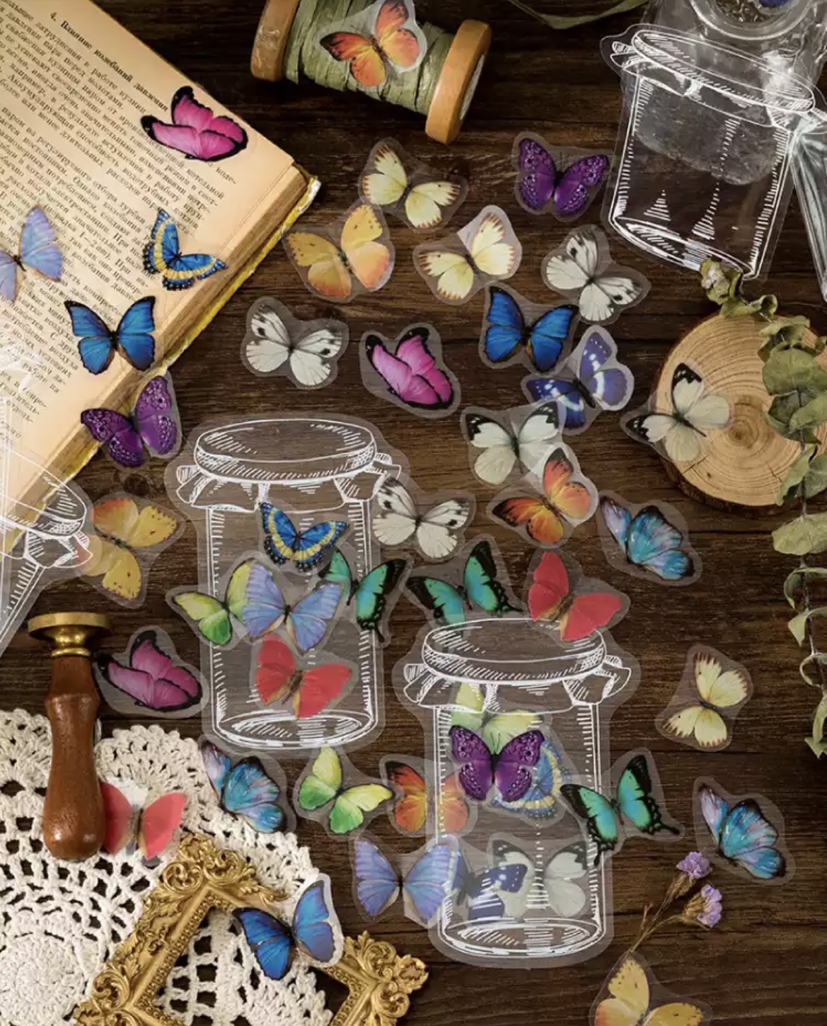Imagen de pegatinas tarro mariposas