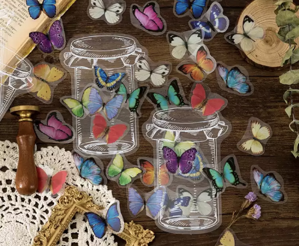 Imagen de pegatinas tarro mariposas