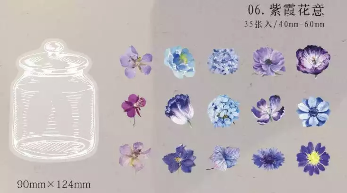 Imagen de pegatinas tarro flores lilas