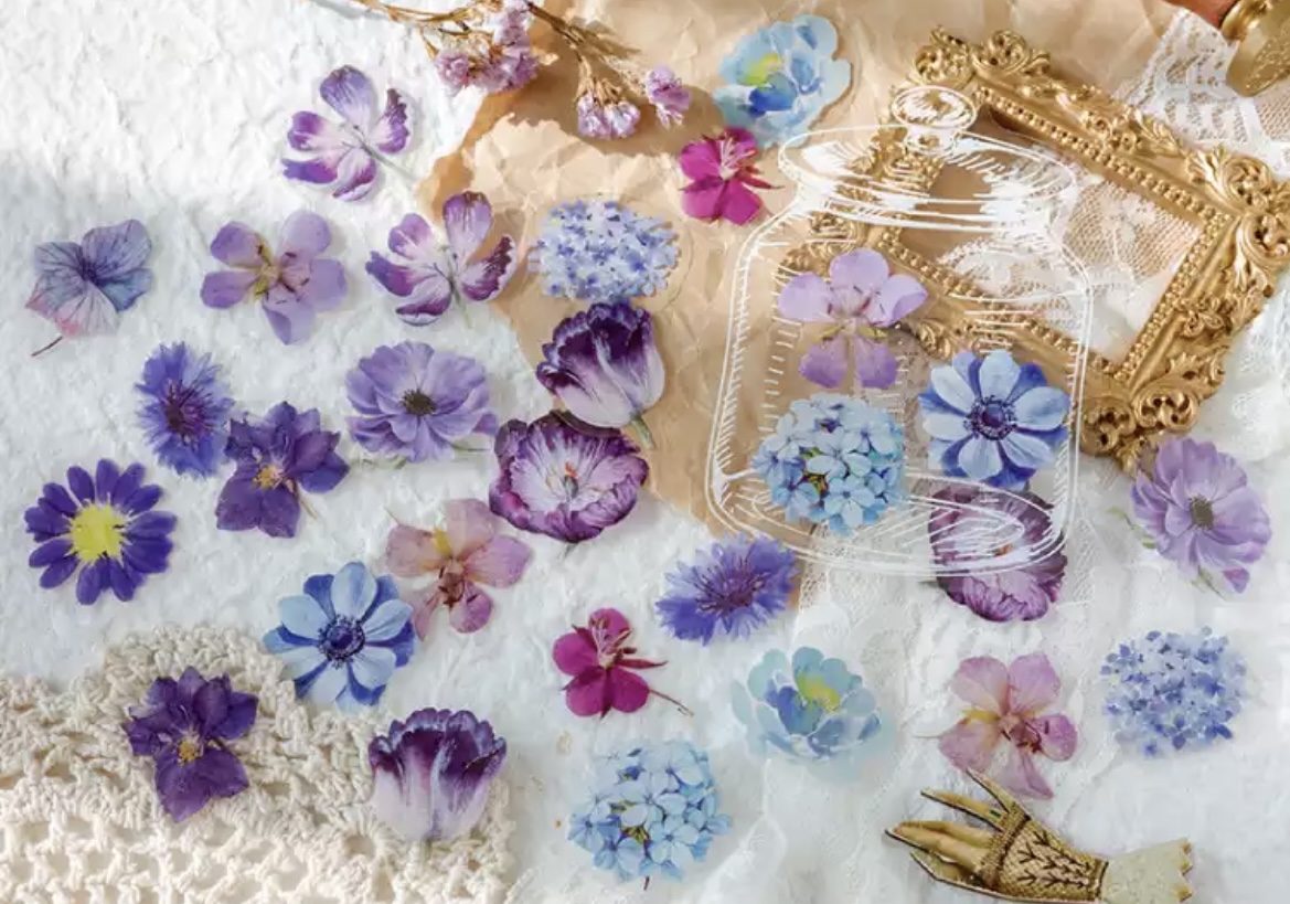 Imagen de pegatinas tarro flores lilas