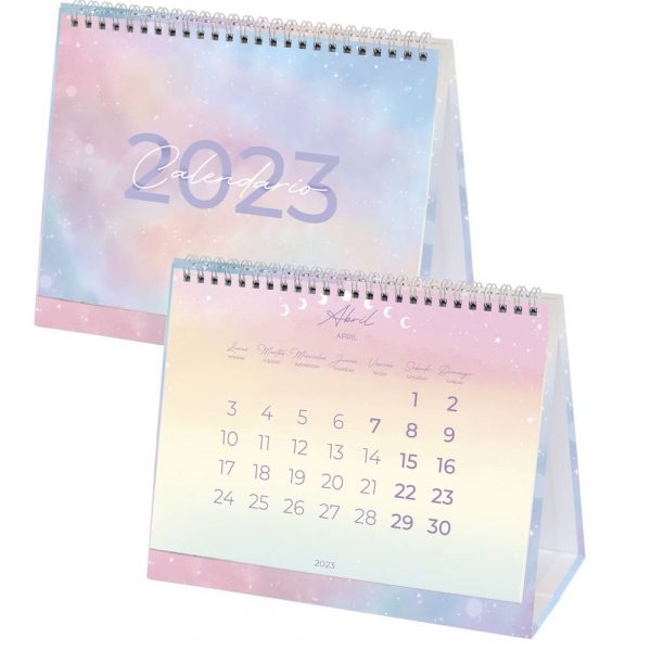 Imagen de calendario de mesa de galaxia 2023