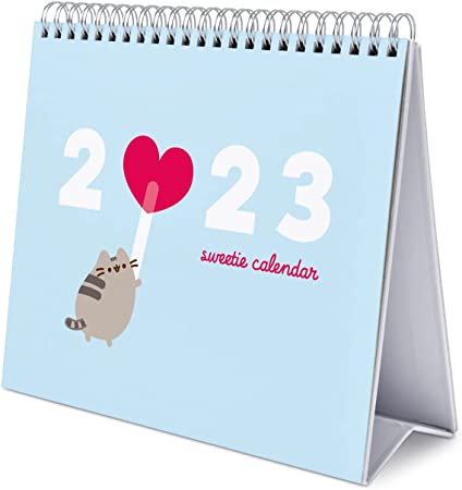 Imagen de calendario de mesa pusheen 2023 azul