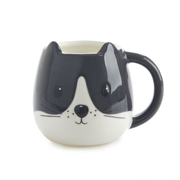 Imagen de taza de gato blanco y negro