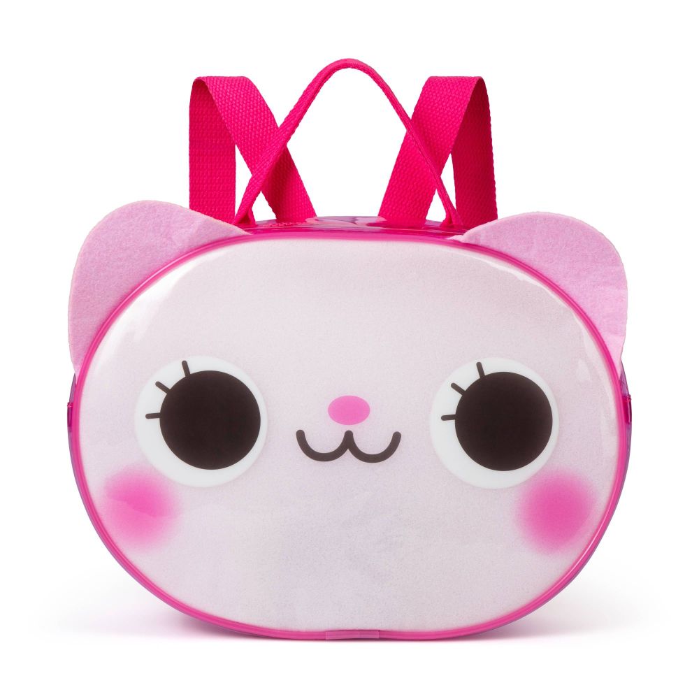 Imagen de mochila pango con forma de cabeza de gato rosa