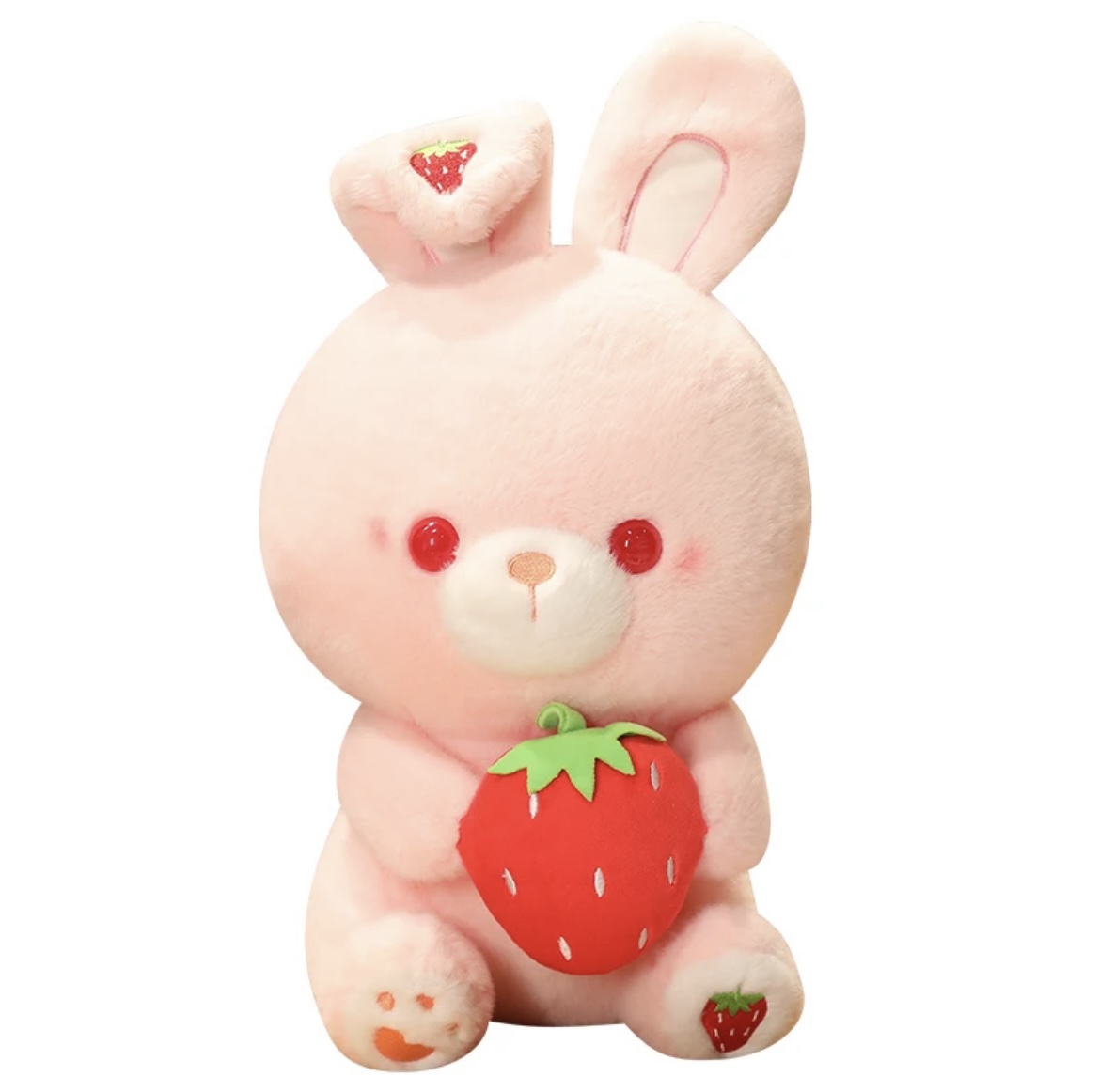 Imagen de peluche conejo rosa con fresa