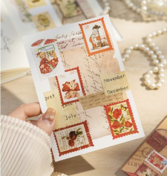 Imagen de pegatinas en forma de sellos de correos