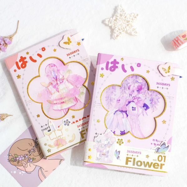Cuaderno A5 con Imagen Lenticular y Cierre Magnético Manga Flower