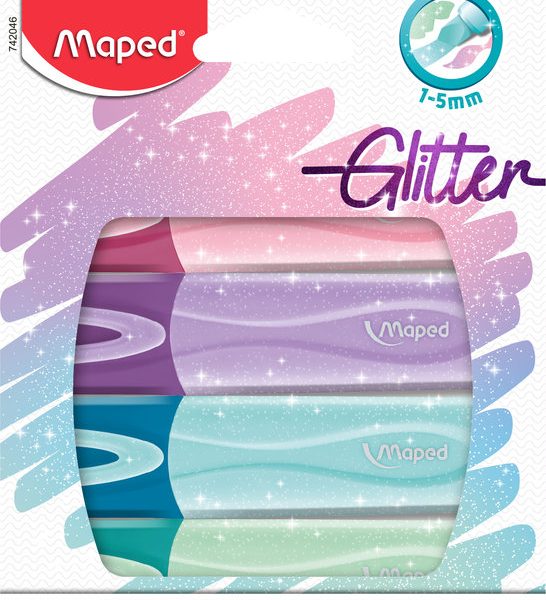 Pack 4 Marcadores Glitter Pastel Maped