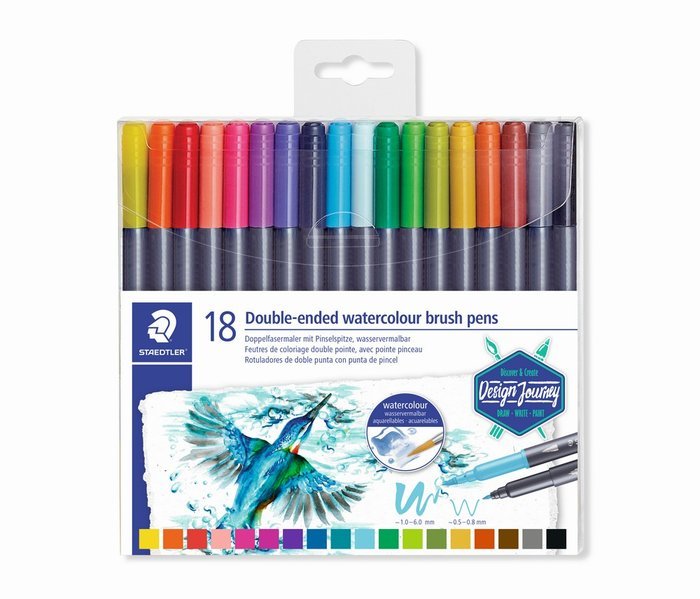 Pack 18 Rotuladores Doble Punta Acuarelables Lettering Staedtler