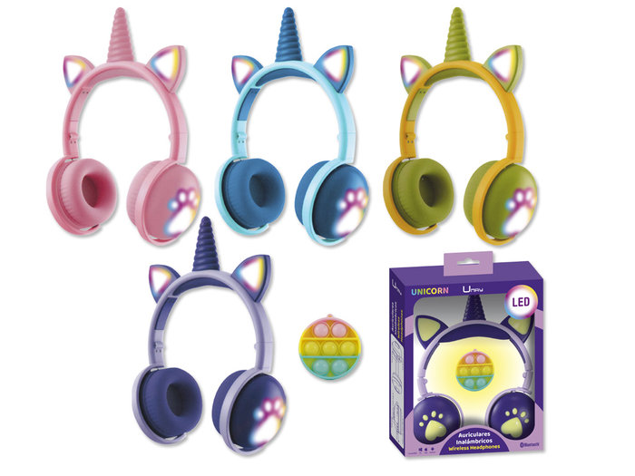 Auriculares Infantiles Bluetooth Unicornio Luces Originales
