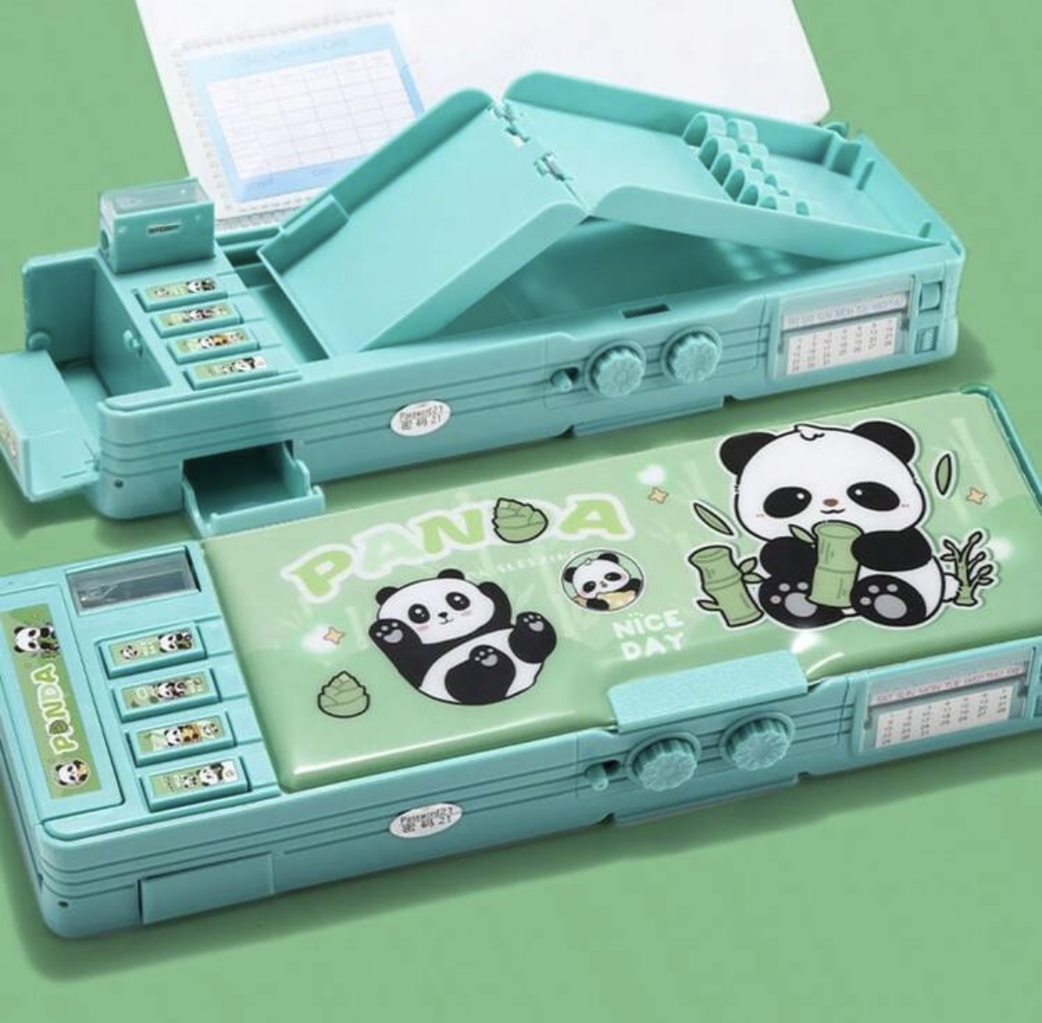 Estuche Caja con Botones, Compartimentos y Contraseña Panda