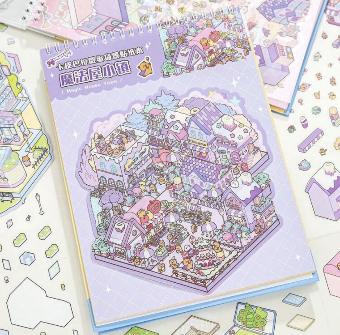 Libreta de Pegatinas Crea tus Propios Escenarios en Miniatura - Capibara (6 escenas) Grande - Imagen 3