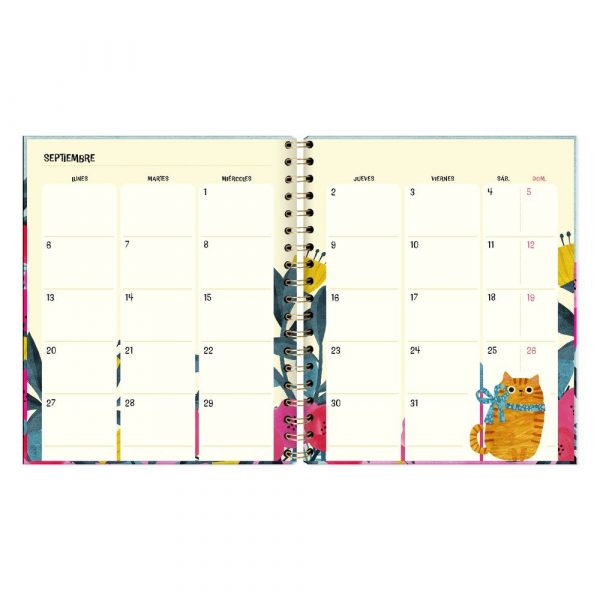 Agenda Anual Semana Vista A5 Planet Cats 2026