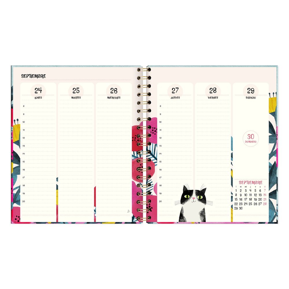 Agenda Anual Semana Vista A5 Planet Cats 2026 - Imagen 3