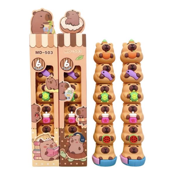 Marcadores Apilables Capibara kawaii - 6 colores
