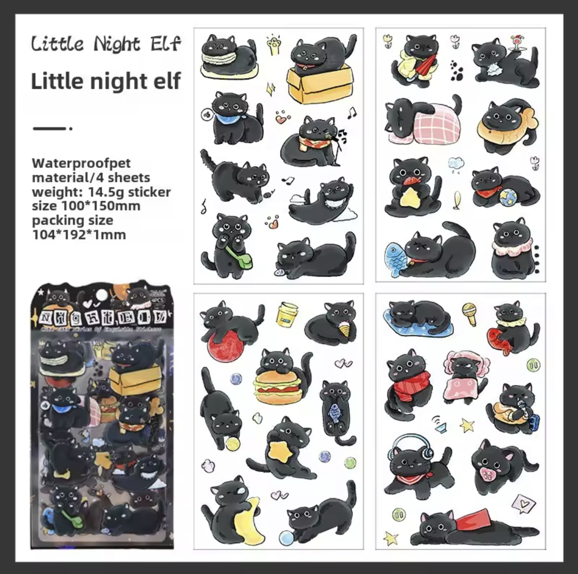 Pegatinas Cute Cat Black - Imagen 3