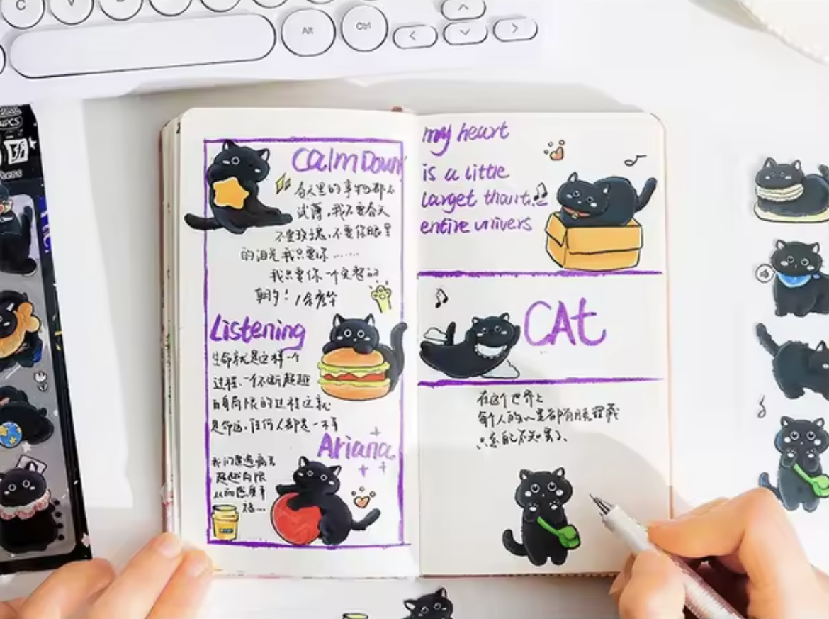 Pegatinas Cute Cat Black - Imagen 2