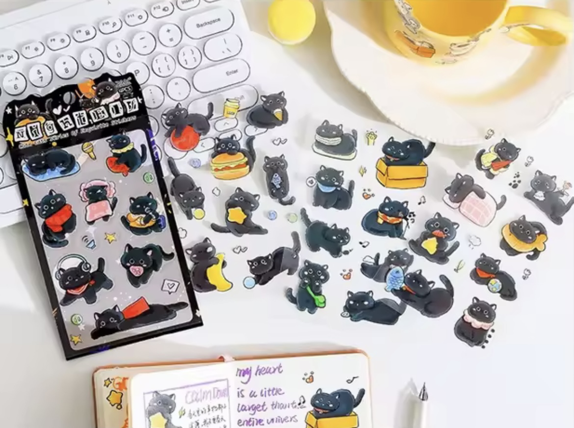 Pegatinas Cute Cat Black