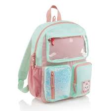 Mochila 3 Compartimentos Rosa y Verde Back2Fun 40cm