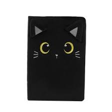Cuaderno Peluche A5 Liso Gato Negro