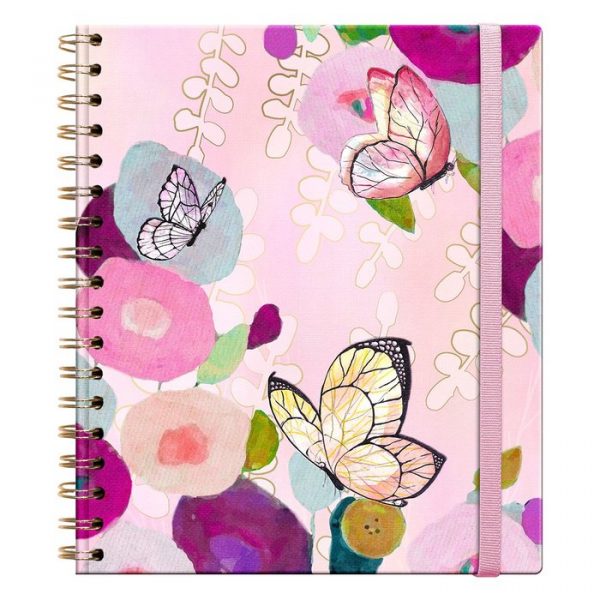 Libreta Tapa Dura Grande Butterfly Rosa