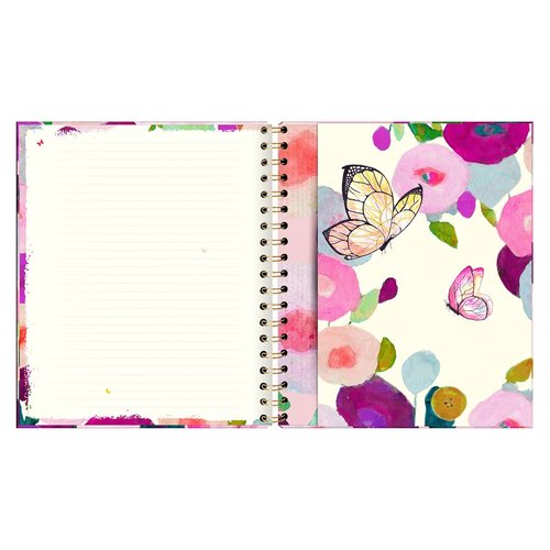 Libreta Tapa Dura Grande Butterfly Rosa