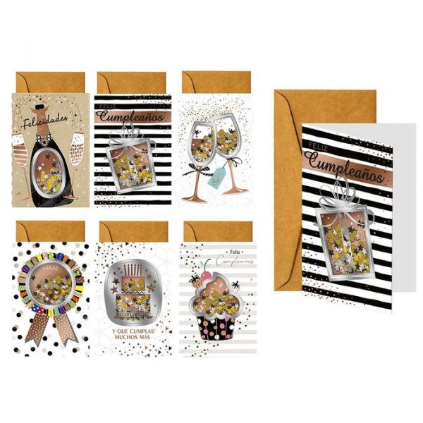 Tarjeta Felicitación Cumpleaños Brillos con Sobre