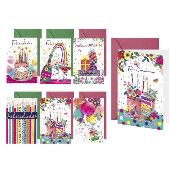 Tarjeta Felicitación Cumpleaños Fluor con Sobre