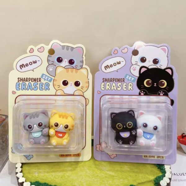 Pack Sacapuntas + Goma de Borrar Gatitos Best Friends