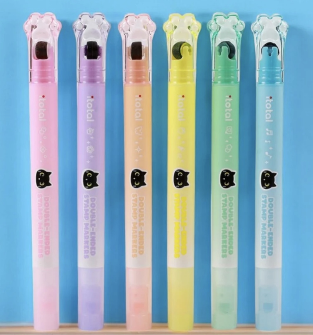 Marcadores + Sello con Rodillo Patita de Gato