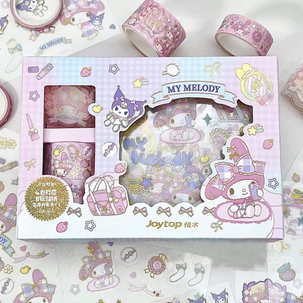 Caja de Pegatinas, Washitapes y Pinza My Melody